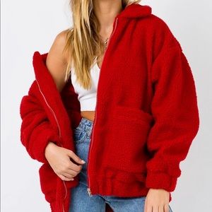 BNWT Red Iamgia teddy jacket